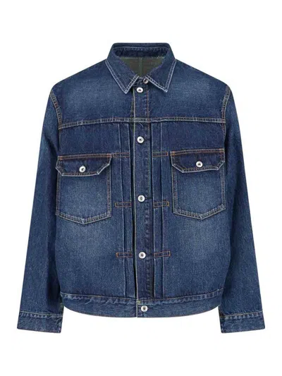 Sacai Denim Utility Jacket In Blue