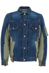 Sacai Blue & Khaki Nylon Twill Denim Jacket In Blue