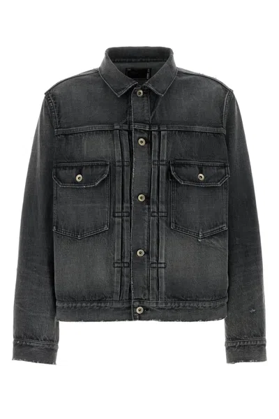 Sacai Denim Jacket Featuring Chest Pockets Long Sleeves In Black