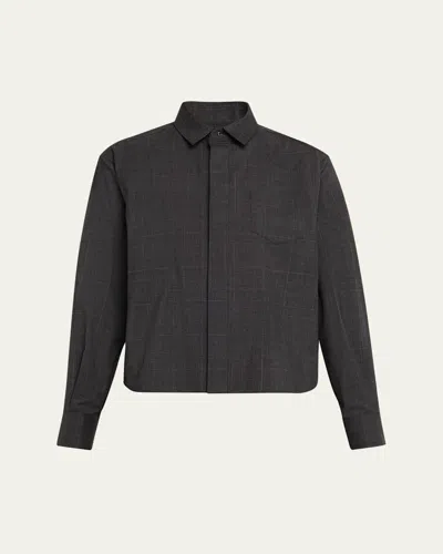 Sacai Gray Glen Check Shirt In Black