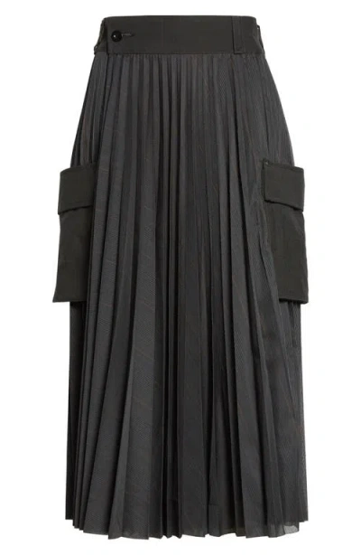 SACAI SACAI GLEN CHECK PLEATED SKIRT