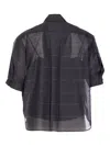 Sacai Glen-check Short-sleeved Shirt In Black