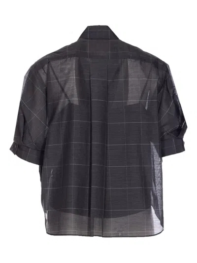 SACAI GLEN-CHECK SHORT-SLEEVED SHIRT