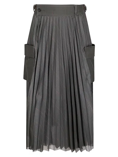 SACAI GLEN CHECK SKIRT