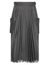 Sacai Glen Pleated Check Pocket Midi Skirt In Green