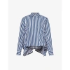 Sacai Striped Classic-collar Shirt In Navy Stripe