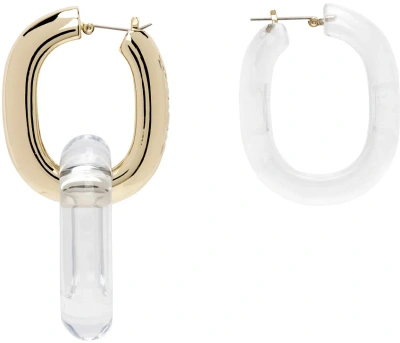 Sacai Gold Big Chain Earrings In White