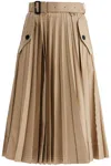 Sacai Beige Cotton Gabardine Midi Skirt In Beige