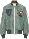 Sacai X Mark Gonzales Appliqué Twill Bomber Jacket In Green