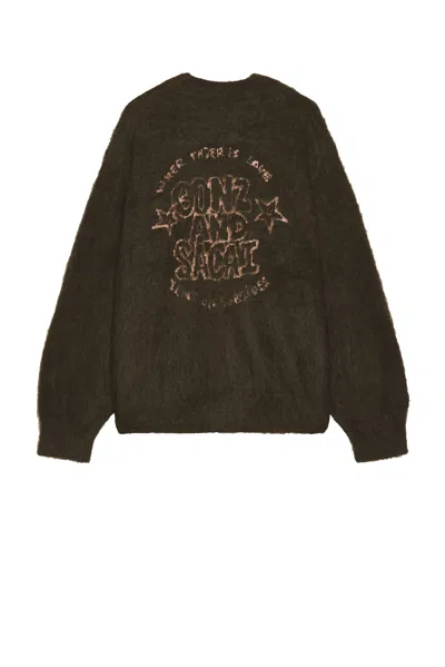 Sacai Gonz Mohair Knit Cardigan In Khaki