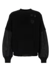 Sacai Gonz Multi Patch Nylon Twill X Knit Sweater In Black