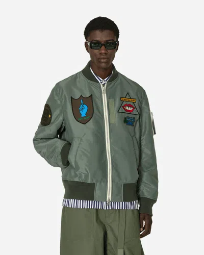 SACAI GONZ NYLON TWILL BOMBER JACKET KHAKI