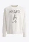 Sacai Graphic Print Crewneck Sweatshirt With Ribbed Cuffs