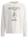 Sacai Graphic Print Crewneck Sweatshirt With Ribbed Cuffs In Multi