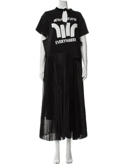 Pre-owned Sacai Graphic Print Asymmetrical Top In Black