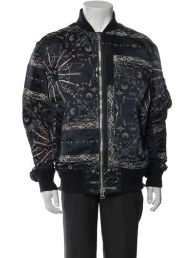 Pre-owned Sacai Graphic Print Bomber Jacket In Blue