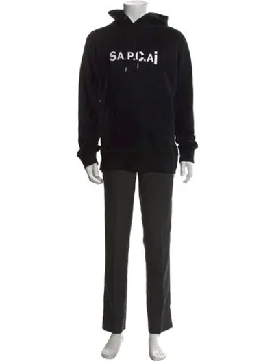 Pre-owned Sacai Graphic Print Crew Neck Hoodie In Black