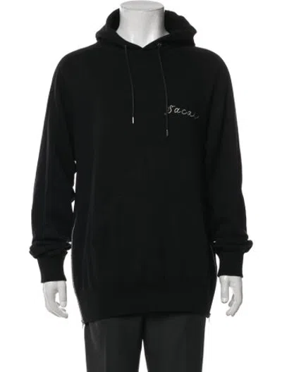 Pre-owned Sacai Graphic Print Crew Neck Hoodie In Black
