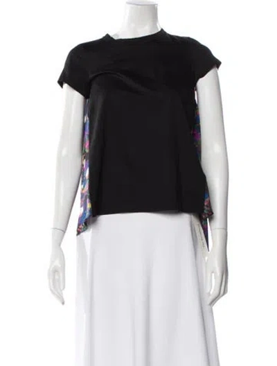 Pre-owned Sacai Graphic Print Crew Neck Top In Black