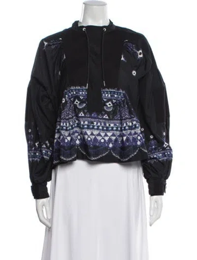 Pre-owned Sacai Graphic Print Crew Neck Top In Black