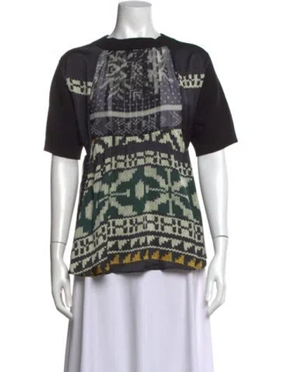 Pre-owned Sacai Graphic Print Crew Neck Top In Multicolor