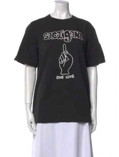 Pre-owned Sacai Graphic Print Crew Neck T-shirt In Black