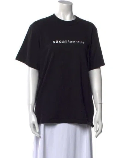 Pre-owned Sacai Graphic Print Crew Neck T-shirt In Black