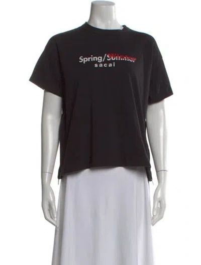 Pre-owned Sacai Graphic Print Crew Neck T-shirt In Black