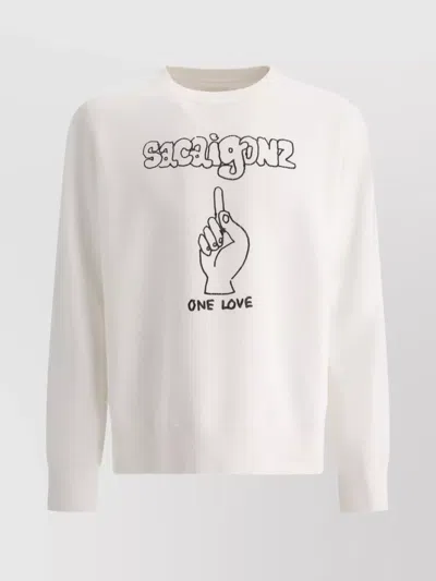 SACAI GRAPHIC PRINT CREWNECK SWEATSHIRT WITH RIBBED CUFFS
