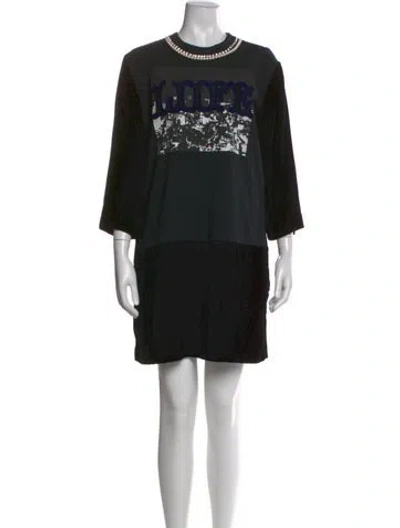 Pre-owned Sacai Graphic Print Mini Dress In Black