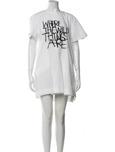 Pre-owned Sacai Graphic Print Mini Dress W/ Tags In White