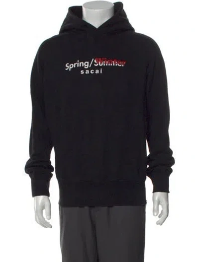 Pre-owned Sacai Graphic Print Mock Neck Pullover In Black