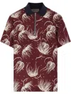 Sacai Burgundy Dot Flower Print Polo In Red