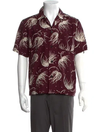 Pre-owned Sacai Graphic Print Short Sleeve Shirt In Burgundy