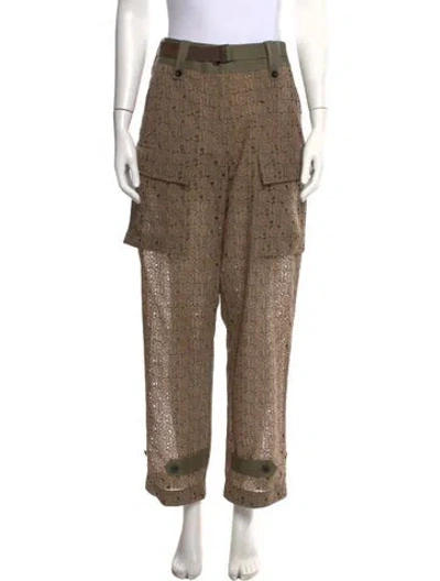 Pre-owned Sacai Graphic Print Straight Leg Pants In Brown