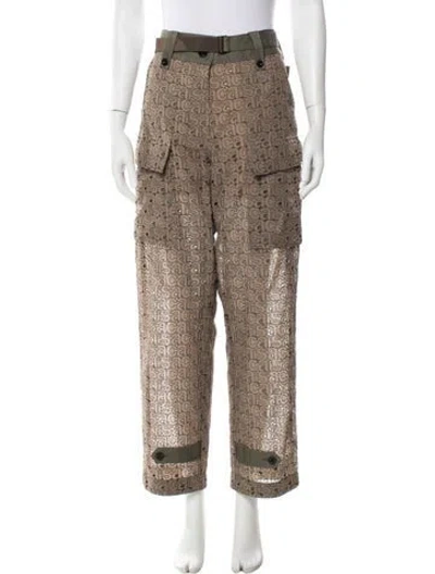 Pre-owned Sacai Graphic Print Straight Leg Pants In Brown