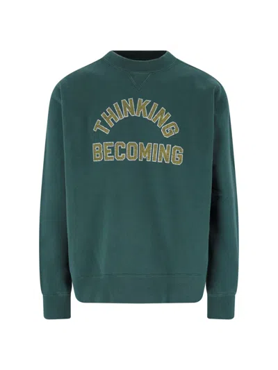 Sacai Graphic Print Sweatshirt In Green