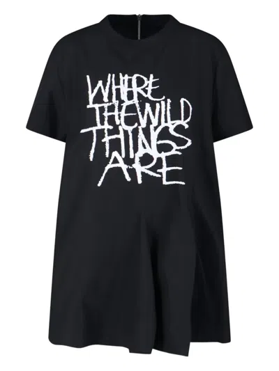 Sacai Graphic-print T-shirt Mini Dress In Black