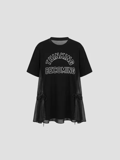 Sacai Graphic Print T-shirt In Black