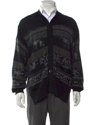 Pre-owned Sacai Graphic Print V-neck Cardigan In Black