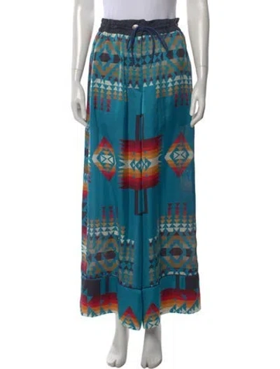 Pre-owned Sacai Graphic Print Wide Leg Pants In Blue