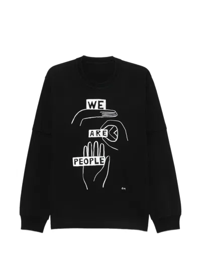 Sacai Graphic-print Long-sleeve T-shirt In Black