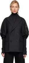 Sacai Gray & Black Double-faced Plaid Blazer In Gray