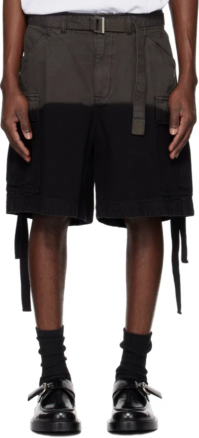 Sacai Gray & Black Garment-dyed Cargo Shorts In 001 Black