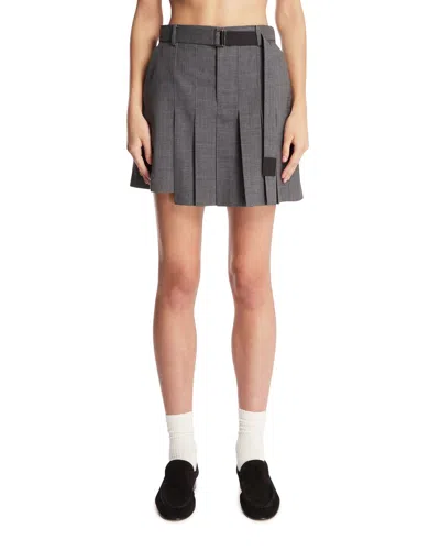Sacai Gray Asymmetric Pleated Skirt
