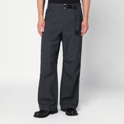 Sacai Gray Cargo Pants With Belt In Black