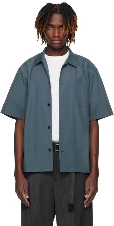 Sacai Gray Cotton Poplin Shirt In 375 Blue Grey