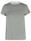 Sacai Gray Cotton T-shirt In Green