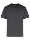 Sacai Cotton Crew Neck T-shirt With Chest Pocket In Gray