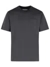 Sacai Cotton Crew Neck T-shirt With Chest Pocket In Gray